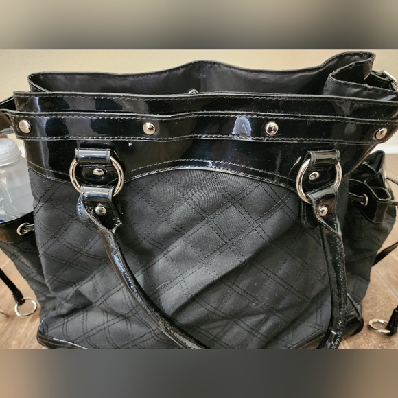 LuLu Black Quilted Patent Leather-look Purse - Picture 5 of 10